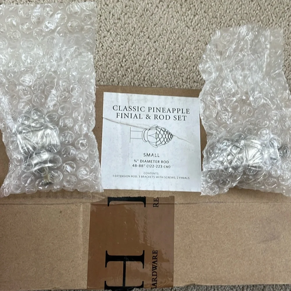 NIB Restoration hardware classic pineapple chrome finials